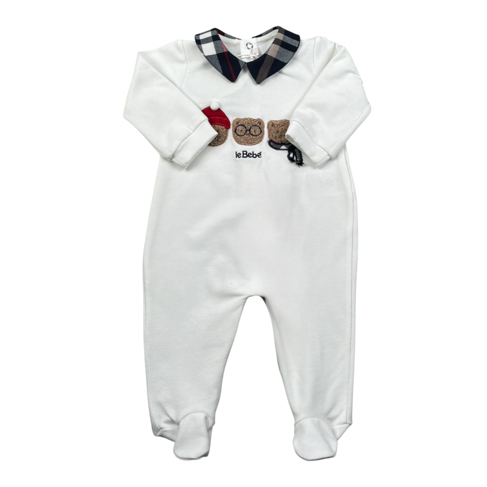 Le Bebe' Tutina tinta unita con Stampa Bianco per Neonato LBB4678 BIANCO LE BEBE' 