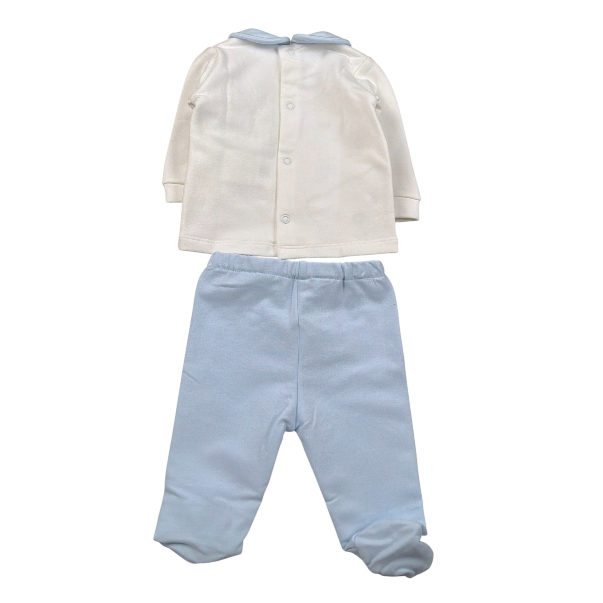 Le Bebe' Completo 2Pz Maglia-Ghettina Bicolore Bianco/Azzurro per Neonato LBB5124 BIANCO/AZZURRO LE BEBE' 