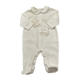Le Bebe' Tutina tinta unita con Stampa In Velluto Bianco per Neonato LBG5942 BIANCO LE BEBE' 