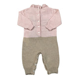 Le Bebe' Tutina Bicolore con Stampa Colletto Rosa/Beige per Neonata LBG5976 ROSA/BEIGE LE BEBE' 