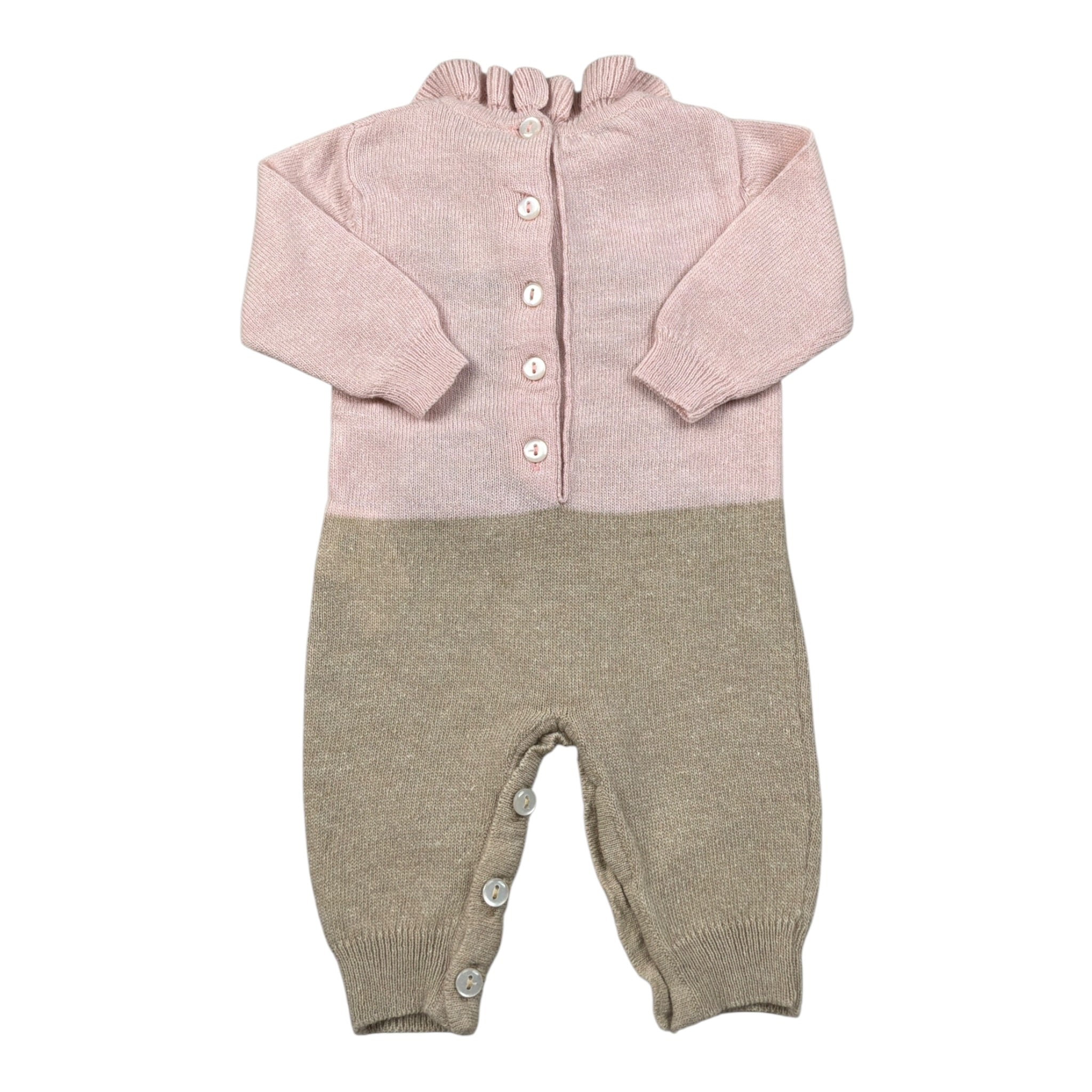 Le Bebe' Tutina Bicolore con Stampa Colletto Rosa/Beige per Neonata LBG5976 ROSA/BEIGE LE BEBE' 