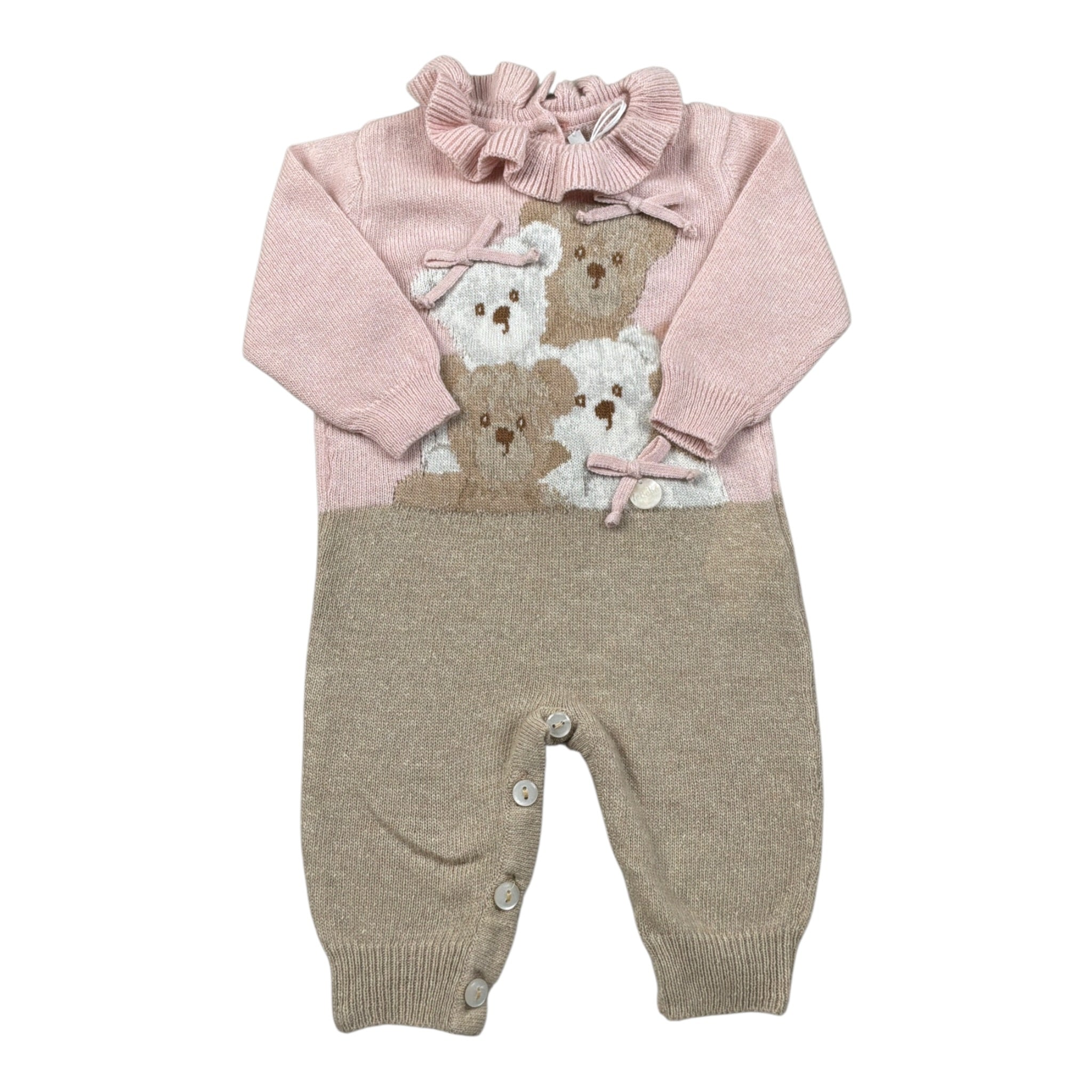 Le Bebe' Tutina Bicolore con Stampa Colletto Rosa/Beige per Neonata LBG5976 ROSA/BEIGE LE BEBE' 