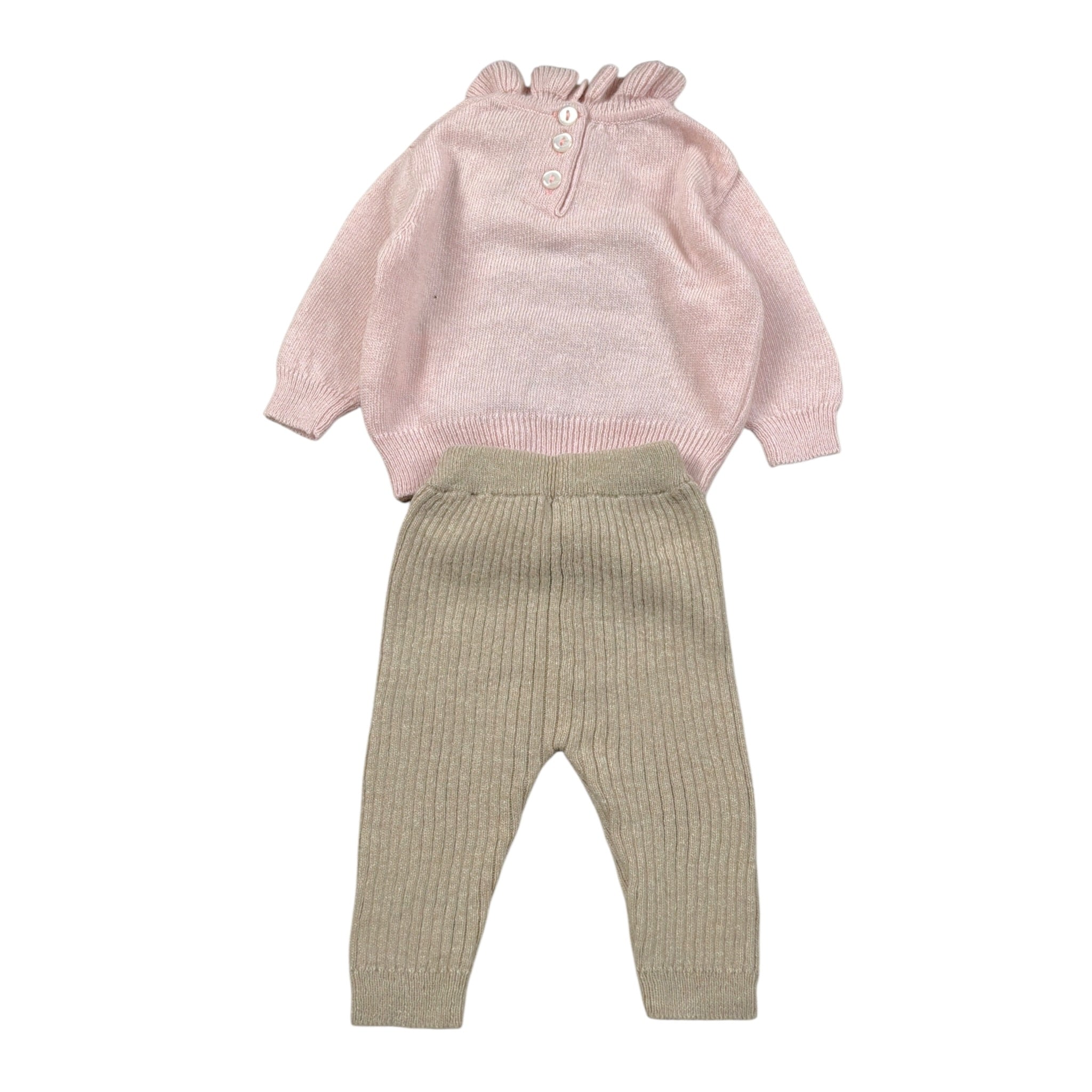 Le Bebe' Completo 2Pz Bicolore Maglia-Pantalone Rosa/Beige per Neonata LBG5977 ROSA/BEIGE LE BEBE' 