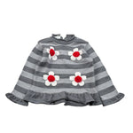 Le Coconne Maglia tinta unita con Fantasia A Righe Grigio per Bambina LCN2753J GRIGIO LE COCONNE 