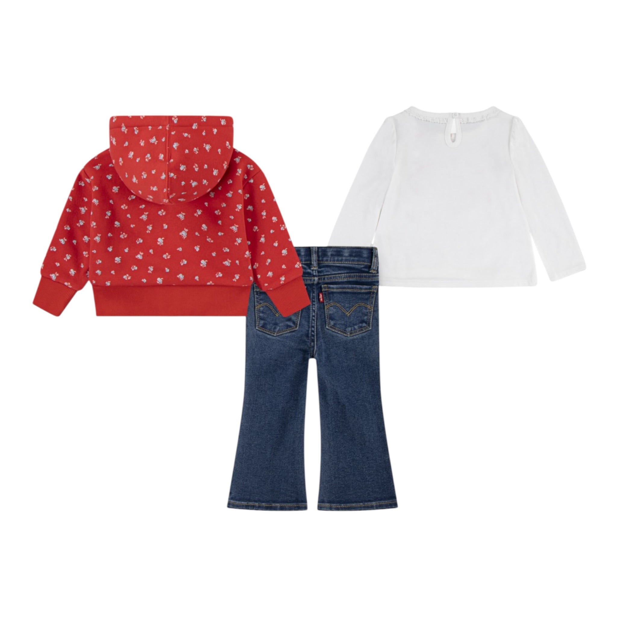 Levi'S Completo 3 Pezzi Felpa-Jeans-T-Shirt Rosso per Neonata 1EP010 ROSSO LEVI'S 