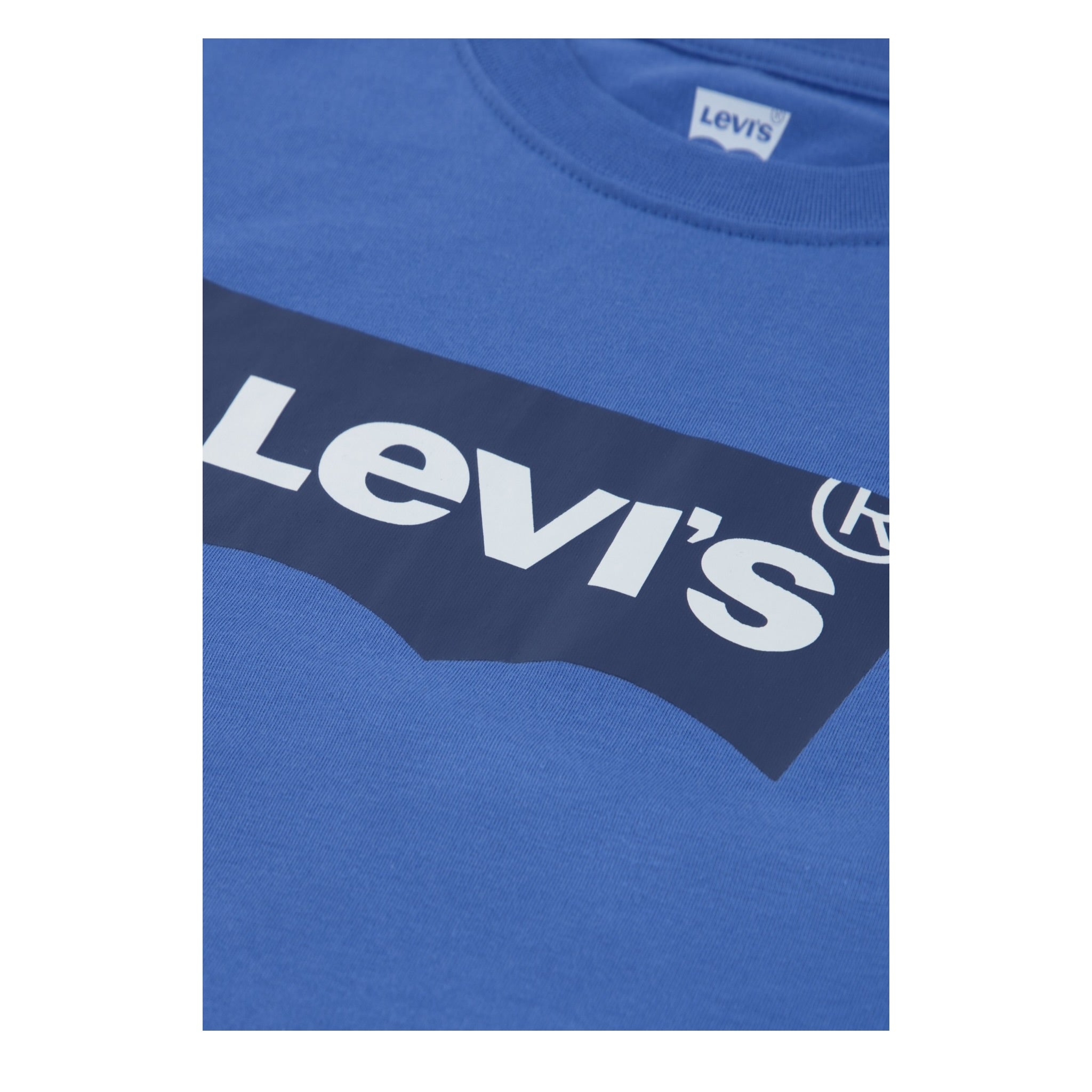 Levi'S Shirt Girocollo tinta unita con Logo Blu per Bambino 8E864K BLU LEVI'S 