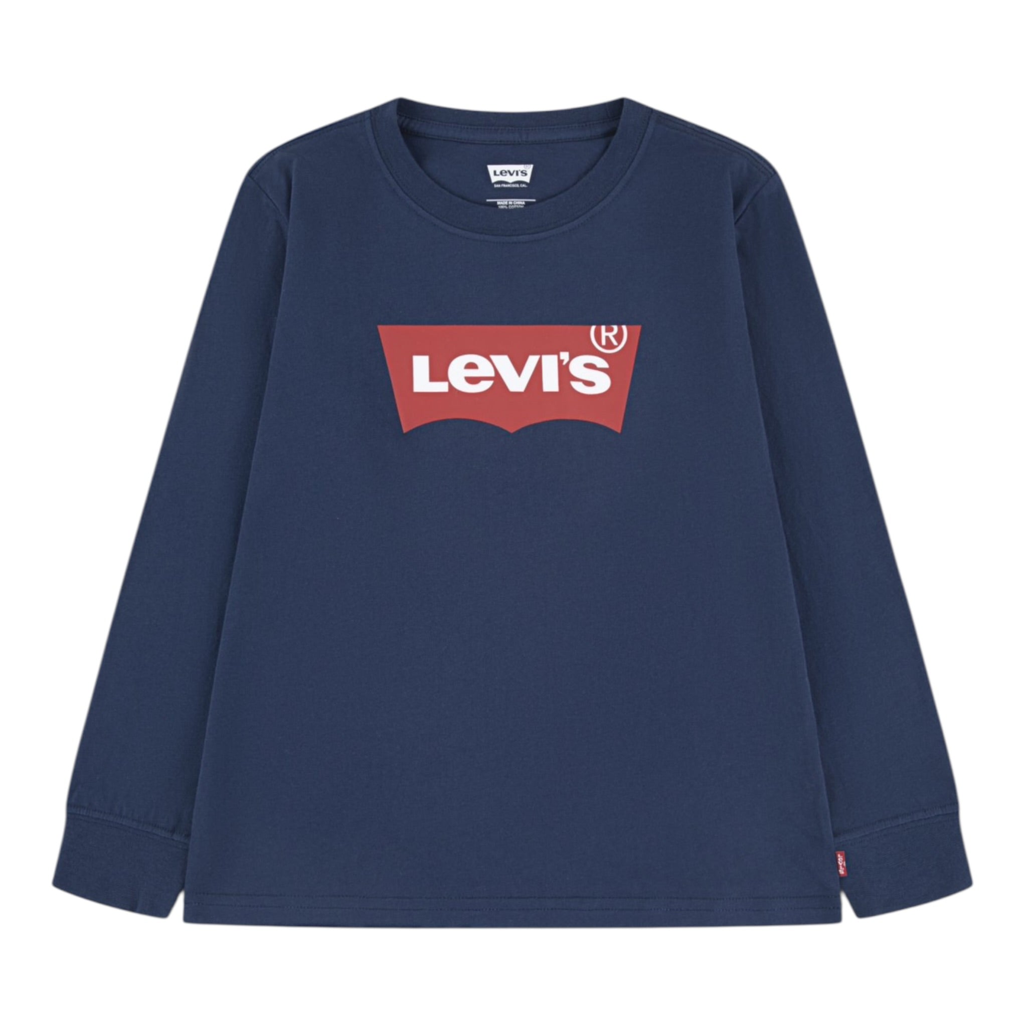 Levi'S Shirt Girocollo tinta unita con Logo Blu per Bambino 9E8646 BLU LEVI'S 