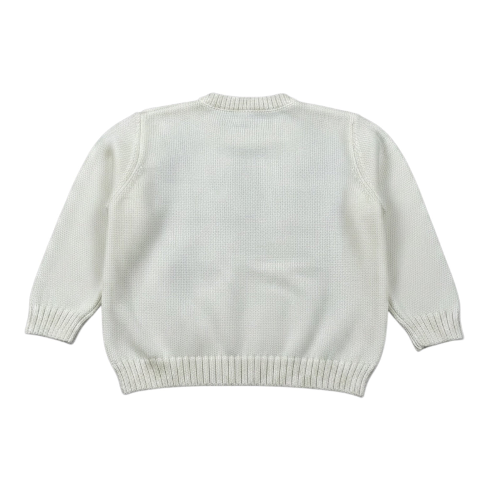 Little Bear Maglia Girocolo tinta unita con Rombi Panna per Neonato 9305 PANNA LITTLE BEAR 