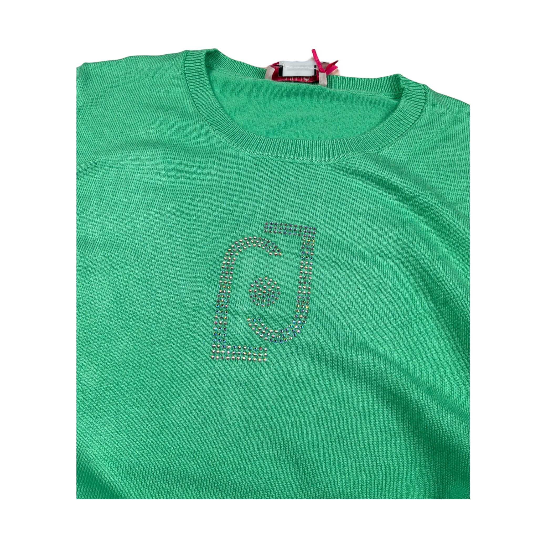 Liu Jo Maglia Girocollo tinta unita con Logo Verde per Bambina GA4200 VERDE LIU JO 