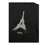 Liu Jo Shirt Girocollo tinta unita con Logo Nero per Bambina GF4156 NERO LIU JO 