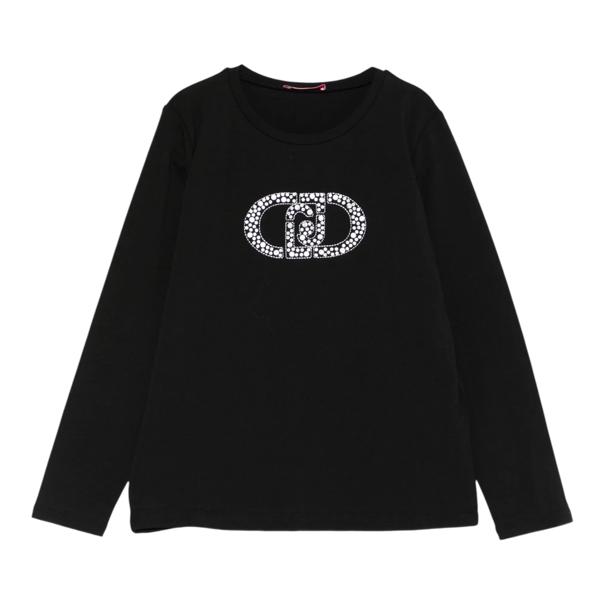 Liu Jo Shirt Girocollo tinta unita con Stampa Nero per Bambina GF5008J00 NERO LIU JO 