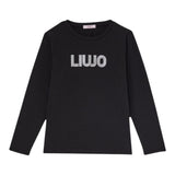 Liu Jo Shirt Girocollo tinta unita con Brillantini Nero per Bambina GF5011XXX NERO LIU JO 