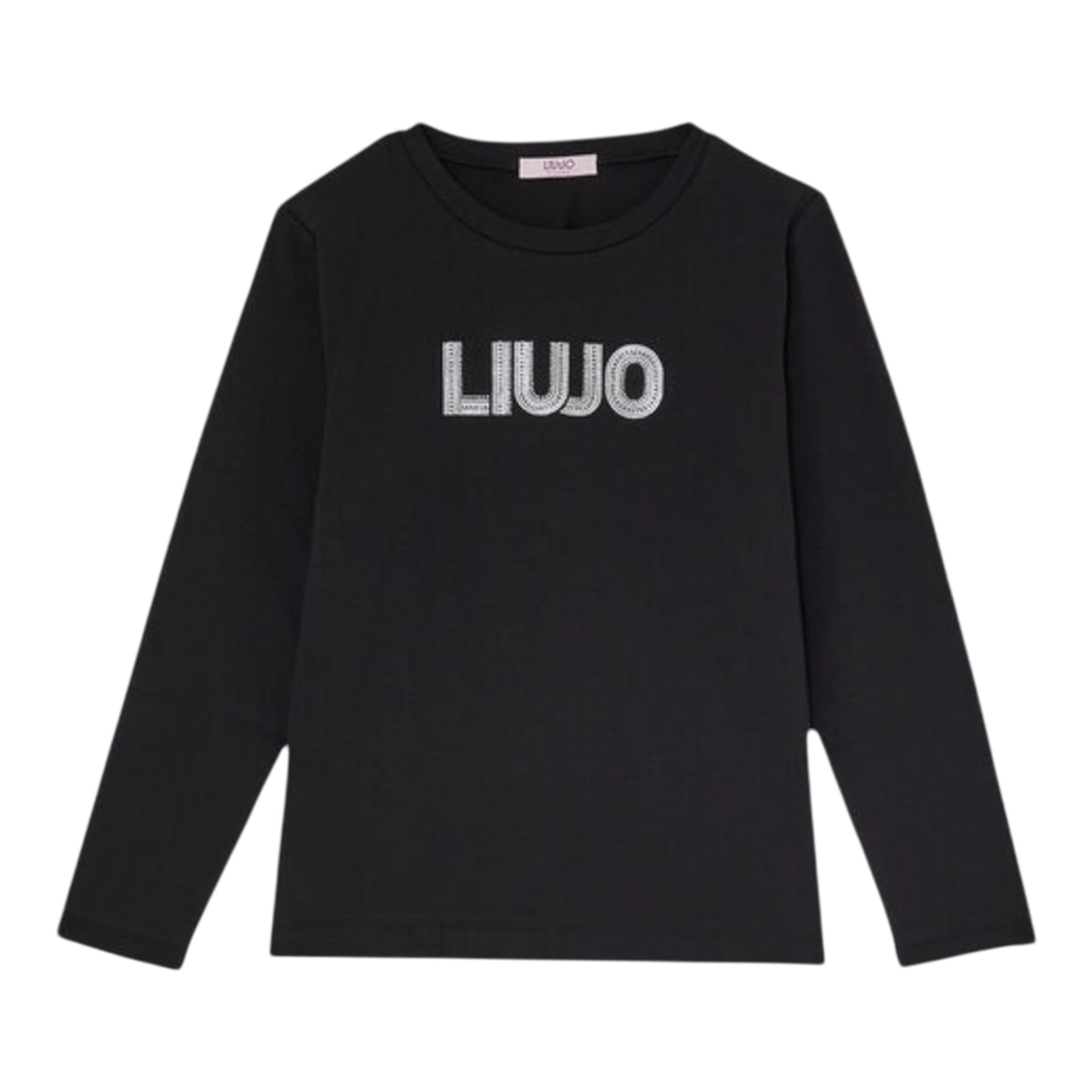 Liu Jo Shirt Girocollo tinta unita con Brillantini Nero per Bambina GF5011XXX NERO LIU JO 