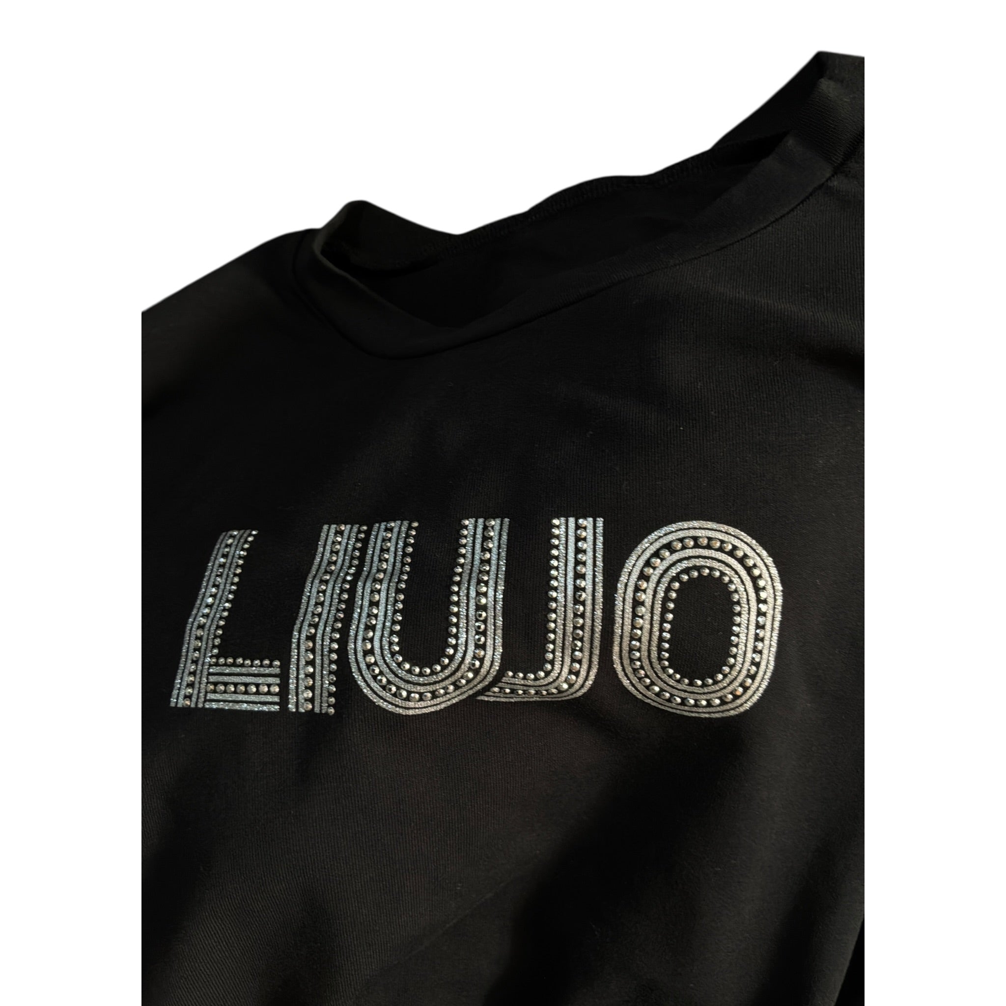 Liu Jo Shirt Girocollo tinta unita con Brillantini Nero per Bambina GF5011XXX NERO LIU JO 