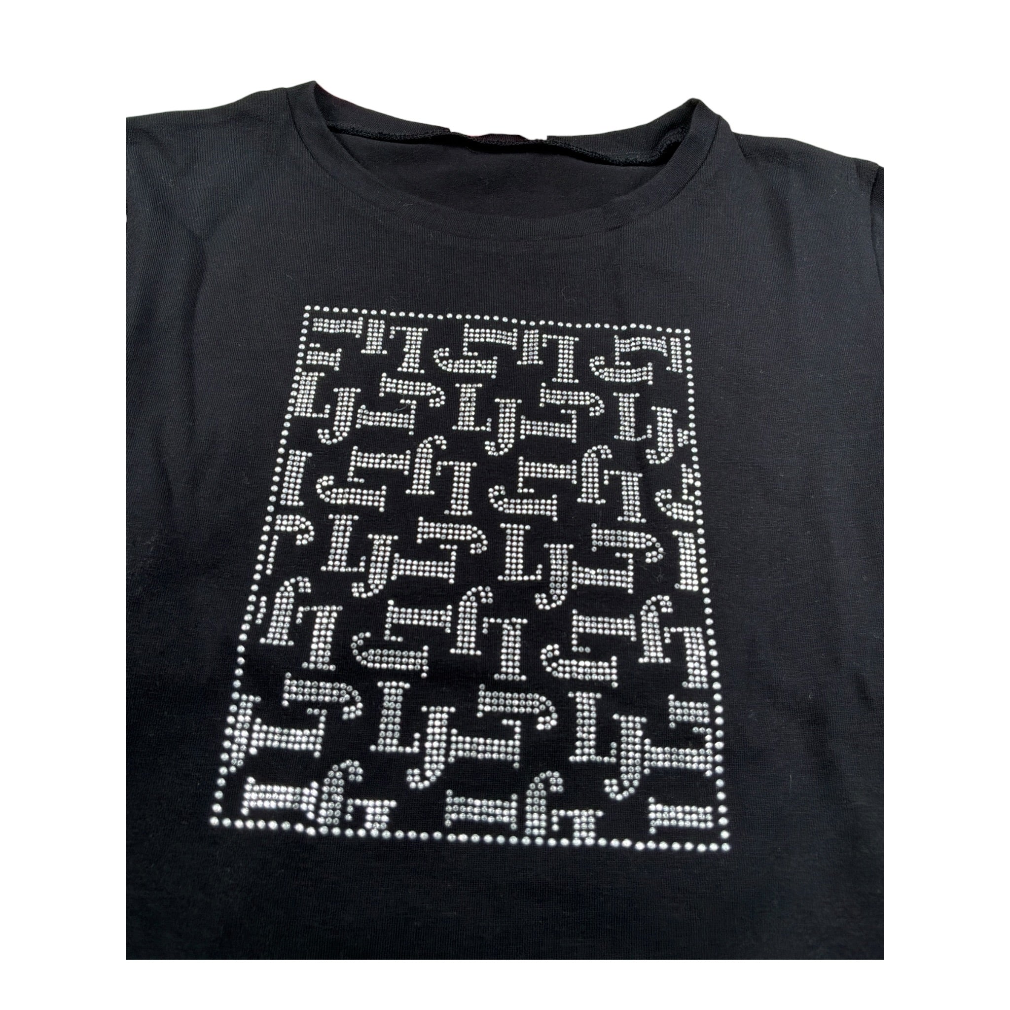 Liu Jo Shirt Girocollo tinta unita con Brillantini Nero per Bambina GF5035X NERO LIU JO 