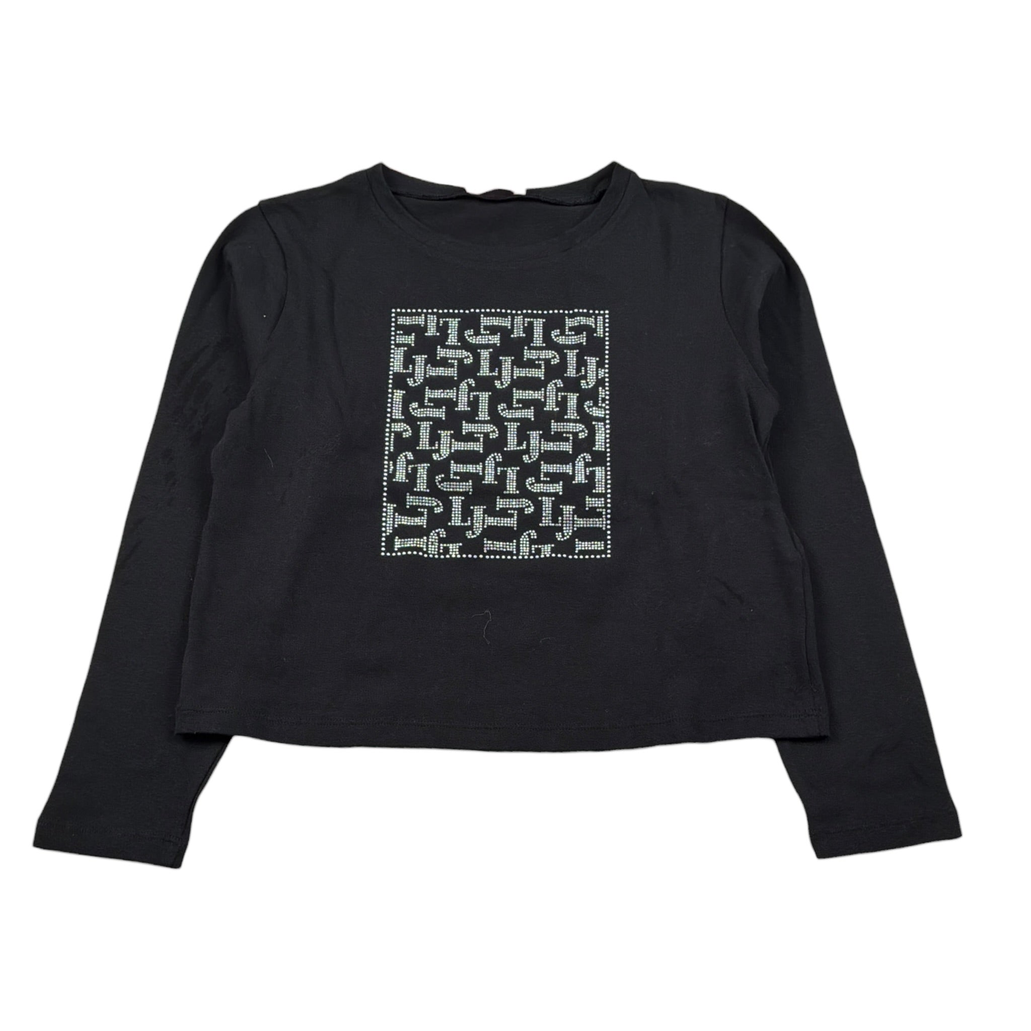 Liu Jo Shirt Girocollo tinta unita con Brillantini Nero per Bambina GF5035X NERO LIU JO 