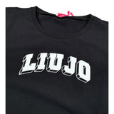 Liu Jo Shirt Girocollo tinta unita con Logo Nero per Bambina GF5043 NERO LIU JO 