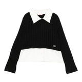 Liu Jo Maglia tinta unita con Finta Camicia Nero per Bambina GF5061 NERO LIU JO 