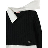 Liu Jo Maglia tinta unita con Finta Camicia Nero per Bambina GF5061XXX NERO LIU JO 