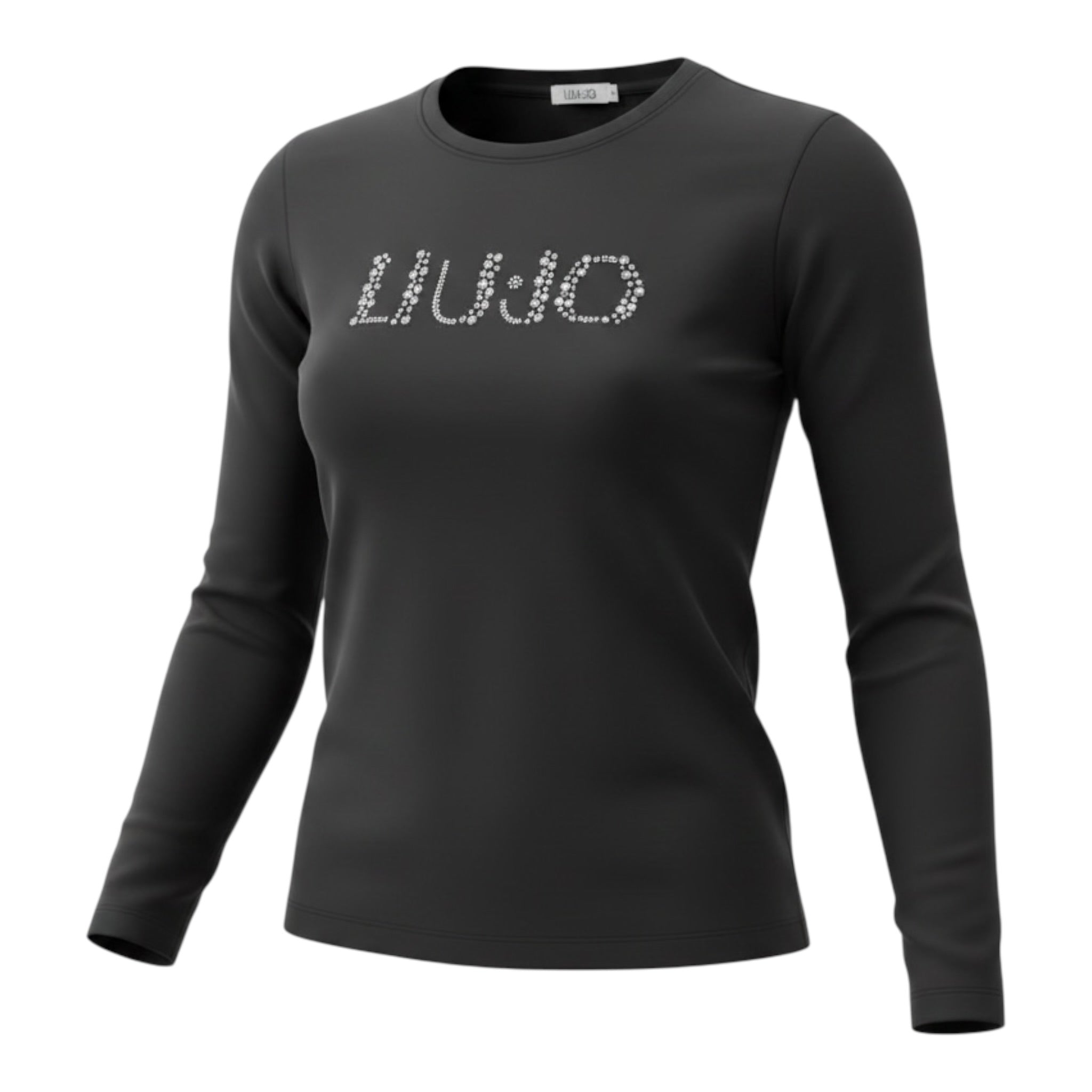 Liu Jo Shirt Girocollo tinta unita con Brillantini Nero per Bambina GF5108XXX NERO LIU JO 