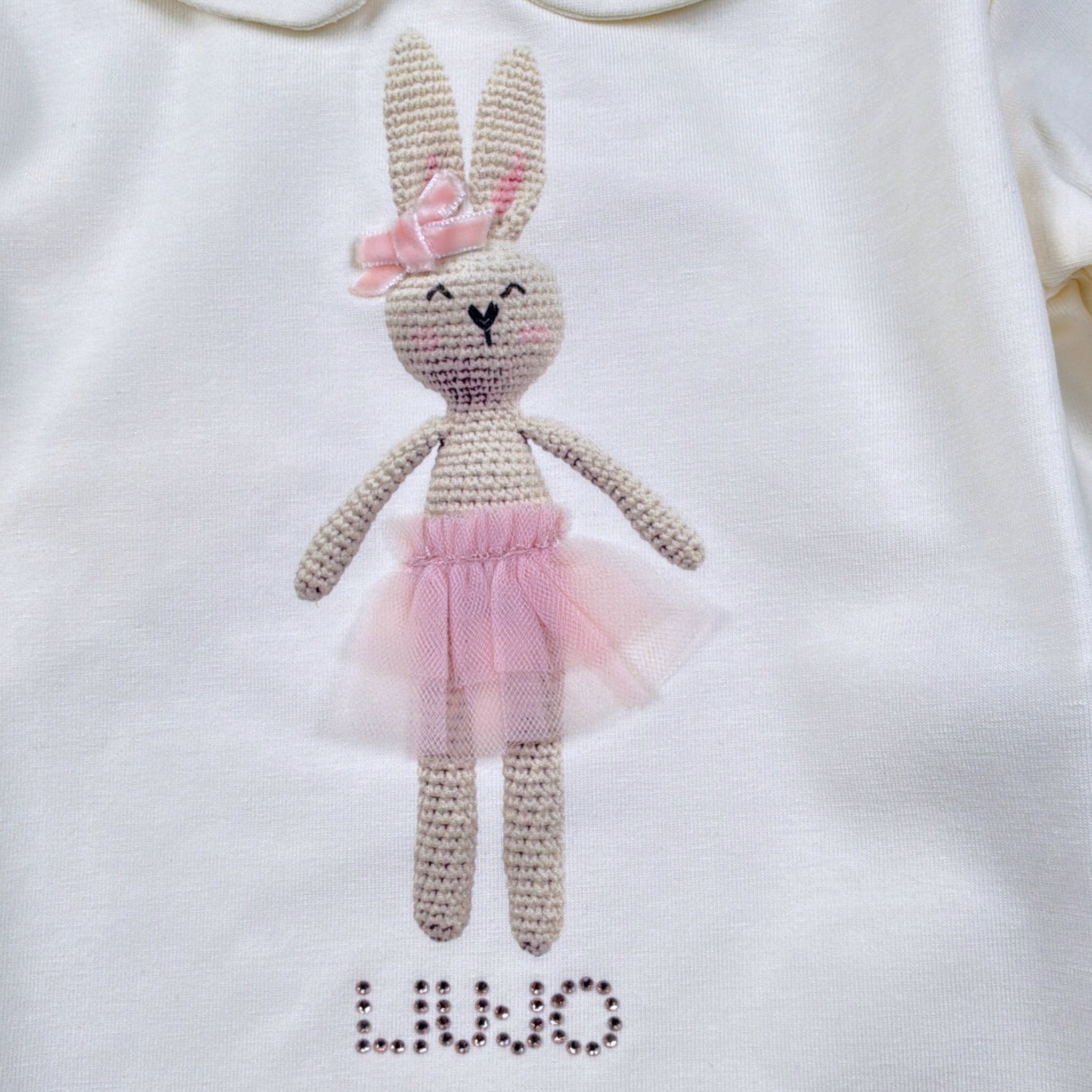 Liu Jo Shirt tinta unita con Stampa E Colletto Panna per Neonata HF4041 PANNA LIU JO 