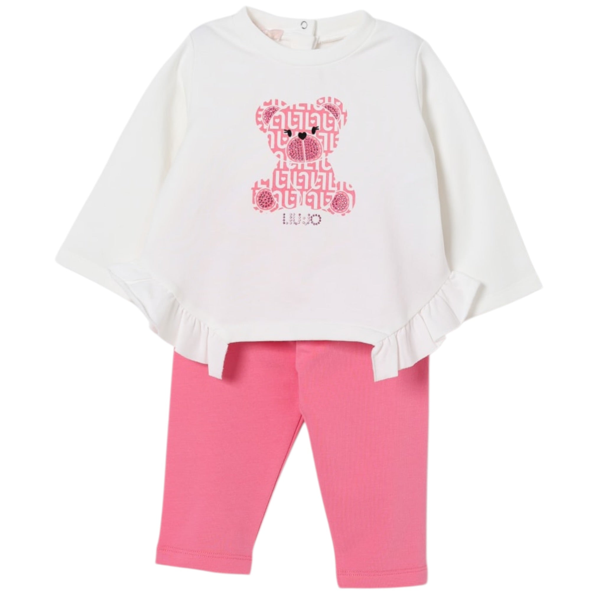 Liu Jo Completo 2Pz Felpa-Leggins Bicolore Bianco/Rosa per Neonata HF5038 BIANCO/ROSA LIU JO 