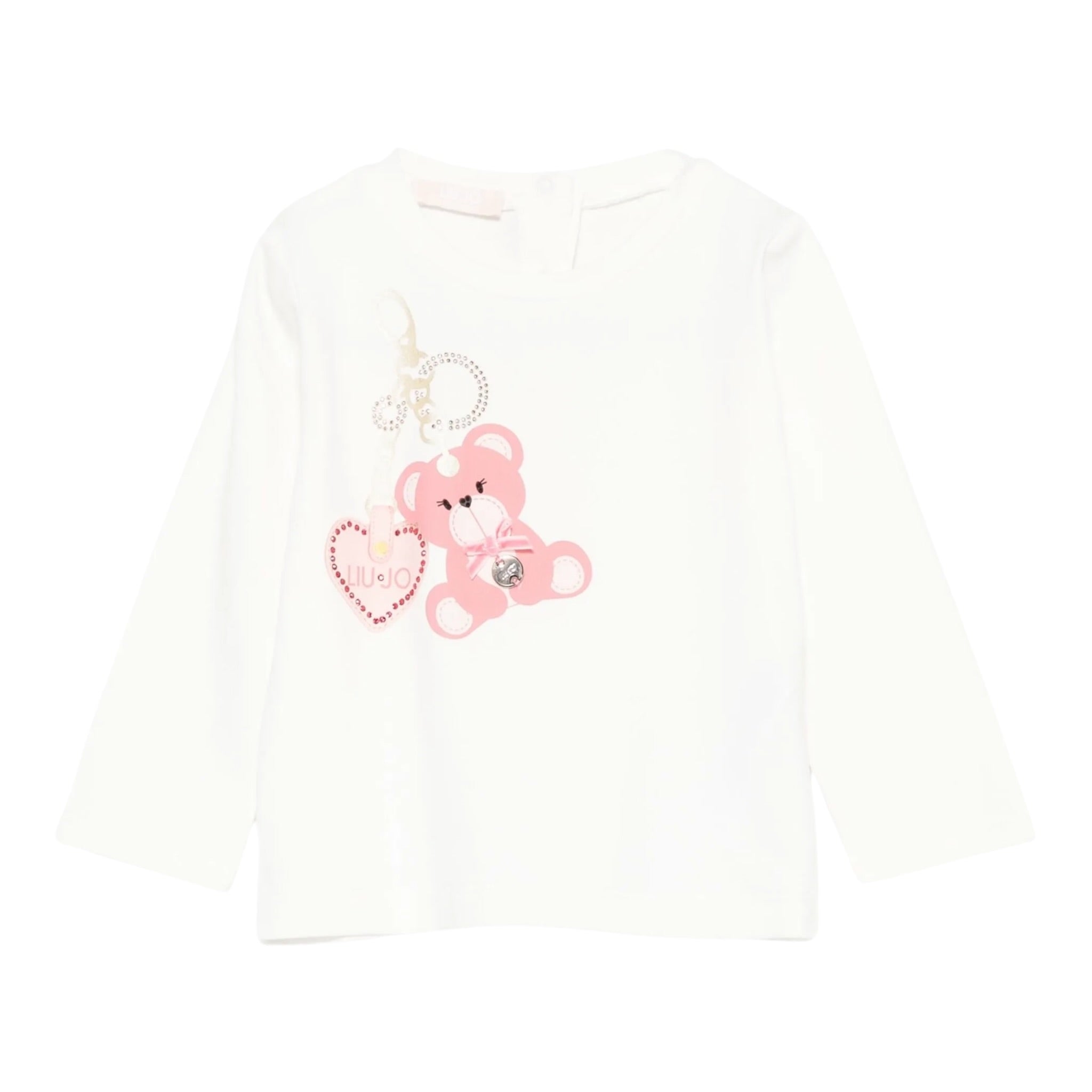 Liu Jo Shirt Girocollo tinta unita con Stampa Panna per Neonata HF5052 PANNA LIU JO 