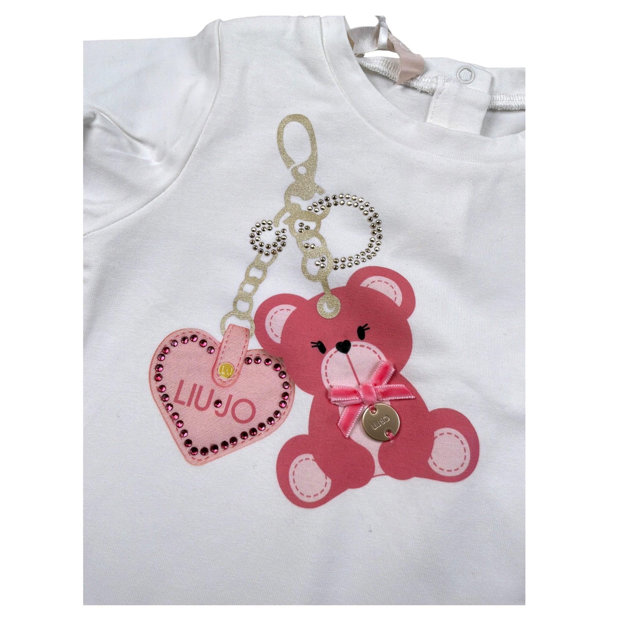 Liu Jo Shirt Girocollo tinta unita con Stampa Panna per Neonata HF5052X PANNA LIU JO 