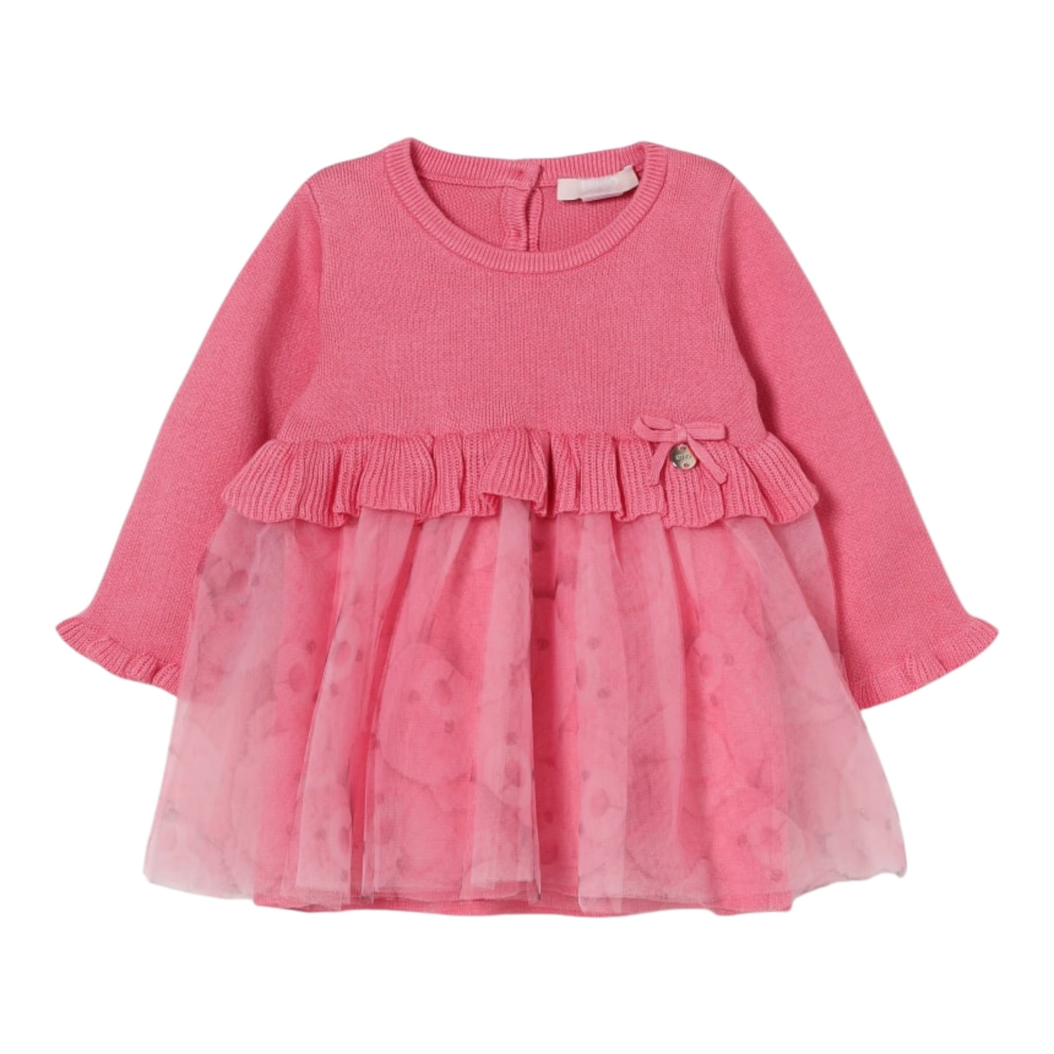 Liu Jo Abito Manica Lunga tinta unita con Tulle Rosa per Neonata HF5059 ROSA LIU JO 