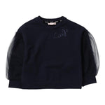 Liu Jo Felpa tinta unita con Maniche In Tulle Blu per Bambina KF3009 BLU LIU JO 