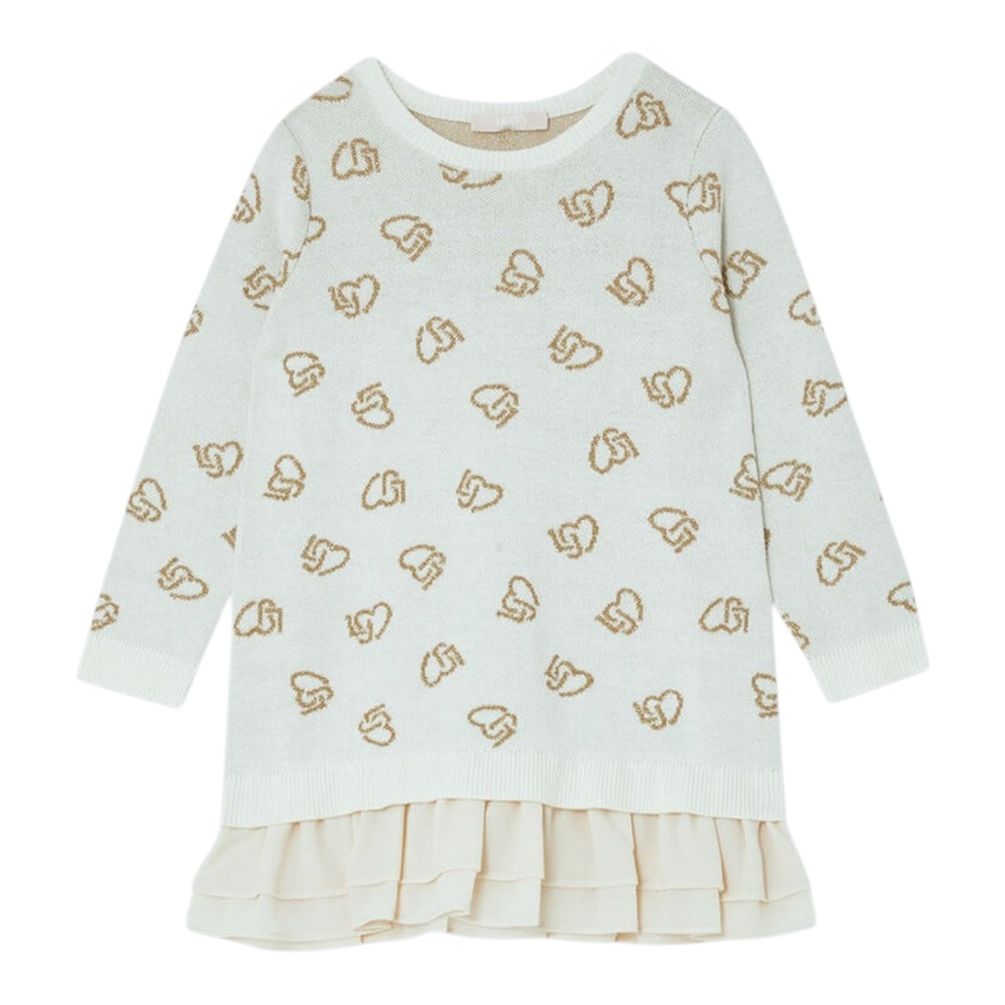 Liu Jo Abito Manica Lunga tinta unita con Ricami Panna per Bambina KF4041 PANNA LIU JO 