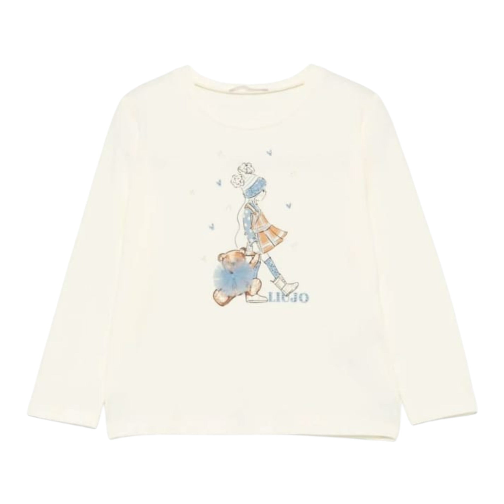 Liu Jo Shirt tinta unita con Stampa Panna per Bambina KF4066 PANNA LIU JO 