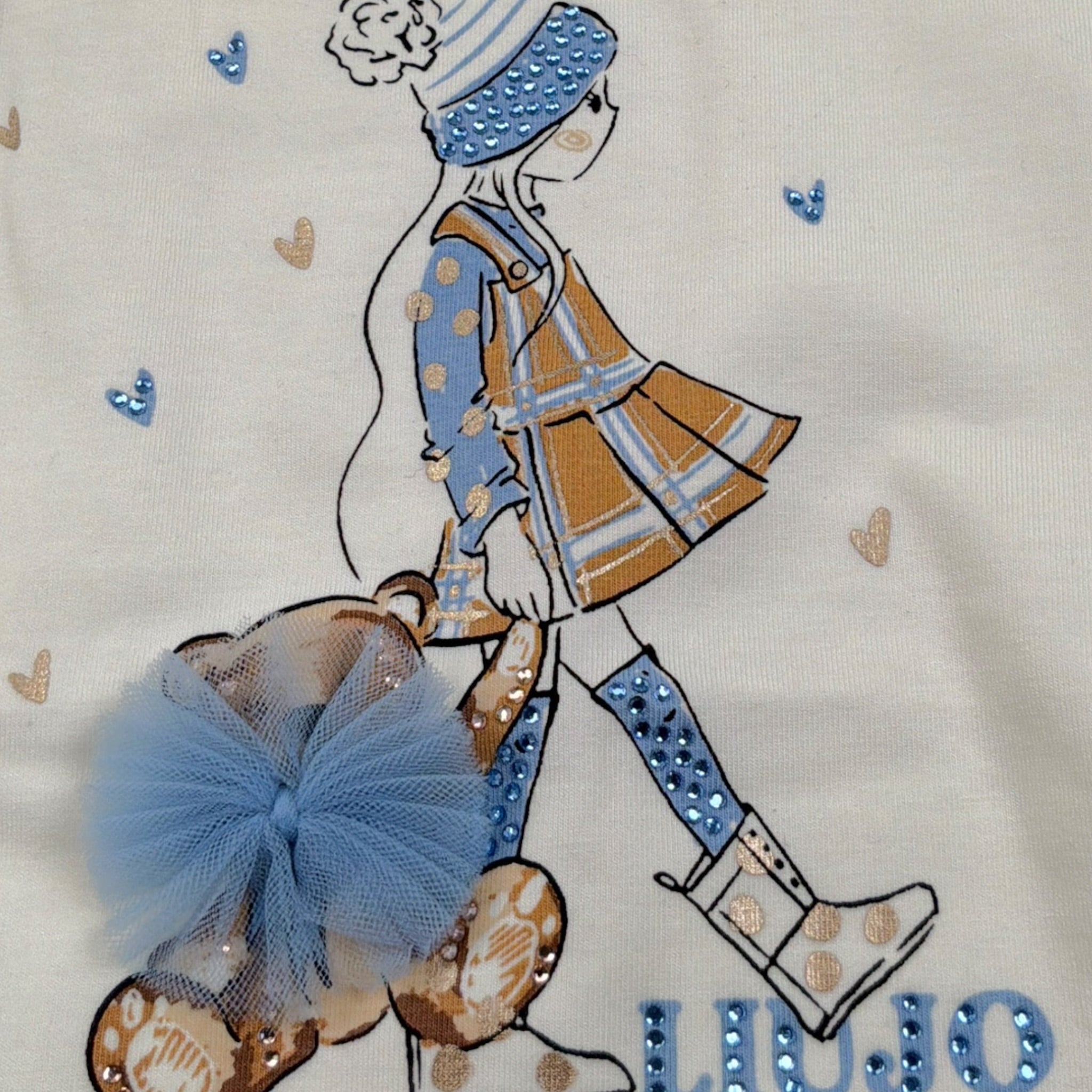Liu Jo Shirt tinta unita con Stampa Panna per Bambina KF4066 PANNA LIU JO 