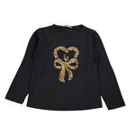 Liu Jo Shirt Collo Alto tinta unita con Paillettes Nero per Neonata KF4118N NERO LIU JO 