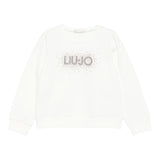 Liu Jo Felpa Chiusa Girocollo tinta unita con Brillantini Bianco per Bambina KF5001XXJ BIANCO LIU JO 