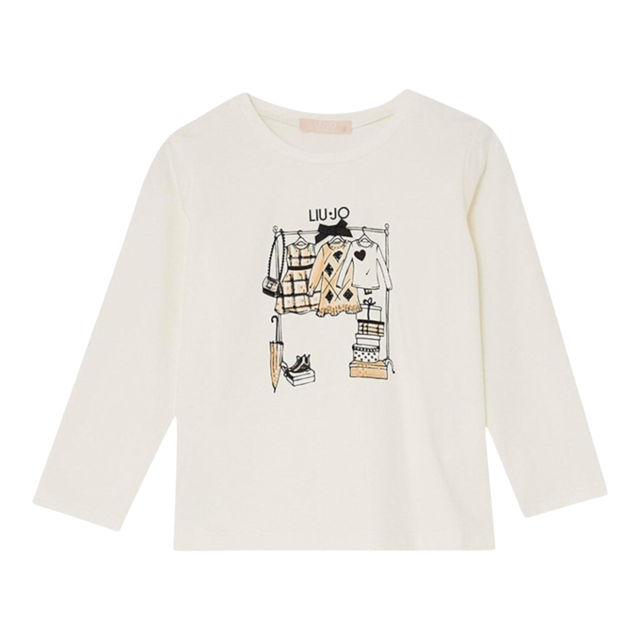 Liu Jo Shirt Girocollo tinta unita con Stampa Bianco per Bambina KF5010 BIANCO LIU JO 