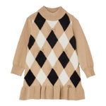 Liu Jo Abito Bicolore con Fantasia Rombo Beige per Bambina KF5024 BEIGE LIU JO 
