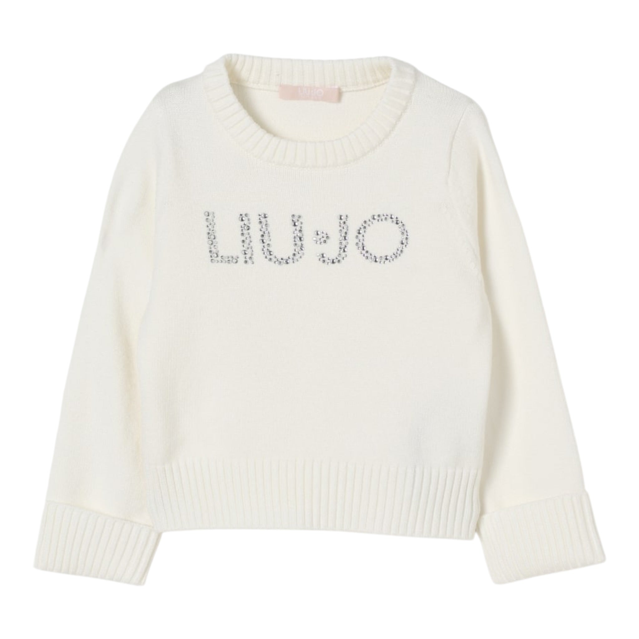 Liu Jo Maglia Girocollo tinta unita con Brillantini Panna per Bambina KF5055X PANNA LIU JO 