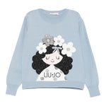 Liu Jo Maglia Girocollo tinta unita con Ricami Azzurro per Bambina KF5057X AZZURRO LIU JO 
