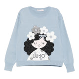 Liu Jo Maglia Girocollo tinta unita con Ricami Azzurro per Bambina KF5057X AZZURRO LIU JO 