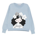 Liu Jo Maglia Girocollo tinta unita con Ricami Azzurro per Bambina KF5057XXX AZZURRO LIU JO 