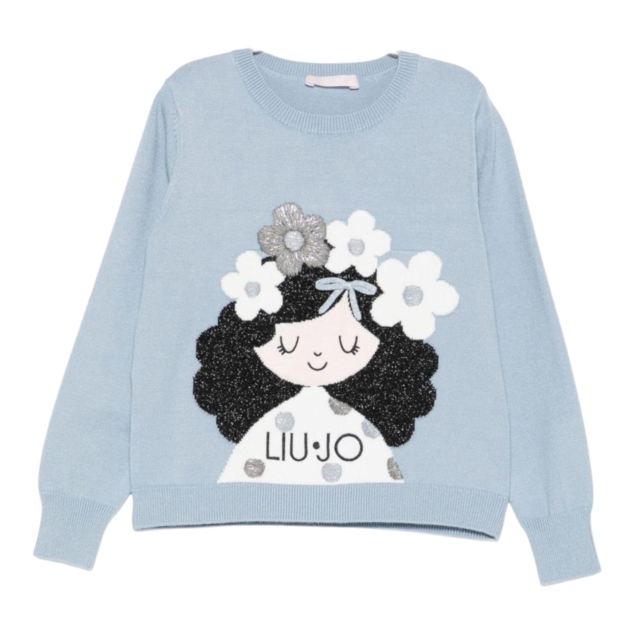 Liu Jo Maglia Girocollo tinta unita con Ricami Azzurro per Bambina KF5057XXX AZZURRO LIU JO 