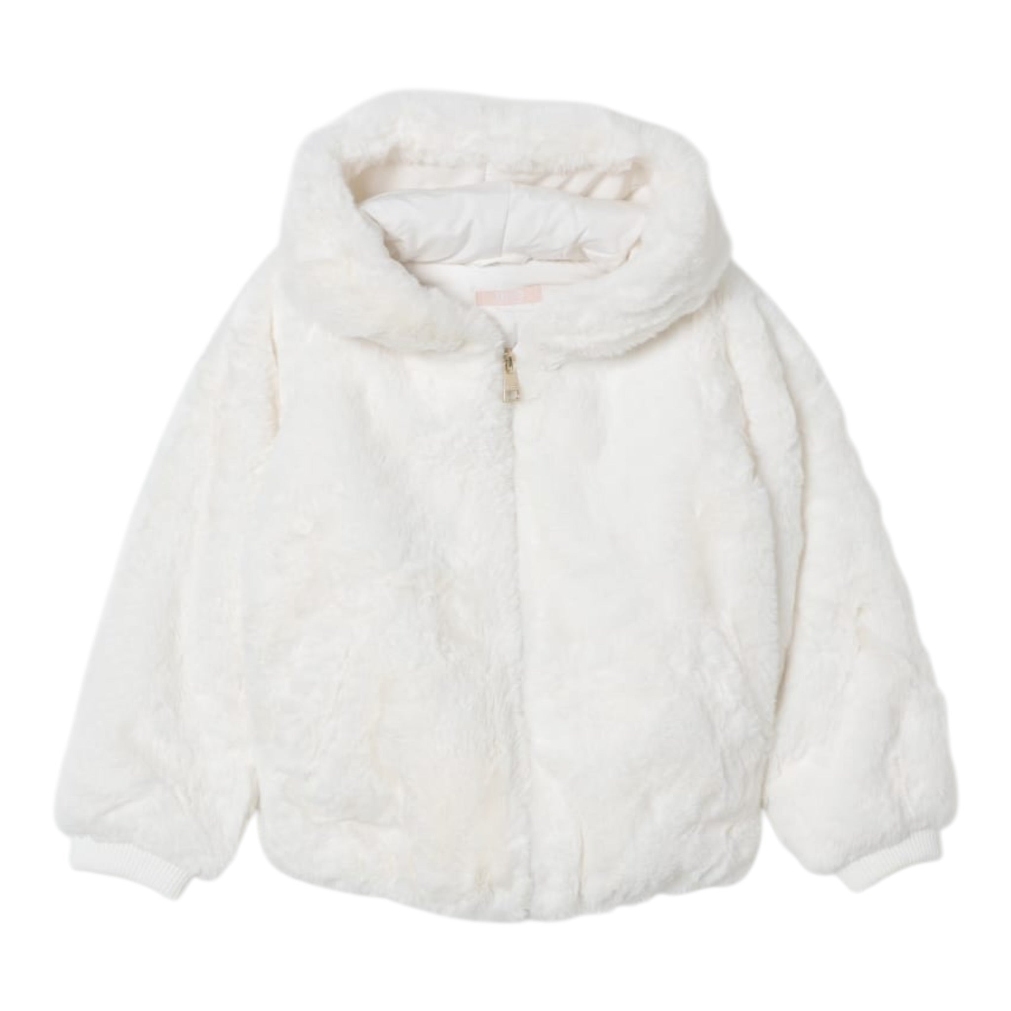 Liu Jo Pelliccia Tinta Uita con Zip E Cappuccio Panna per Bambina KF5058XX PANNA LIU JO 