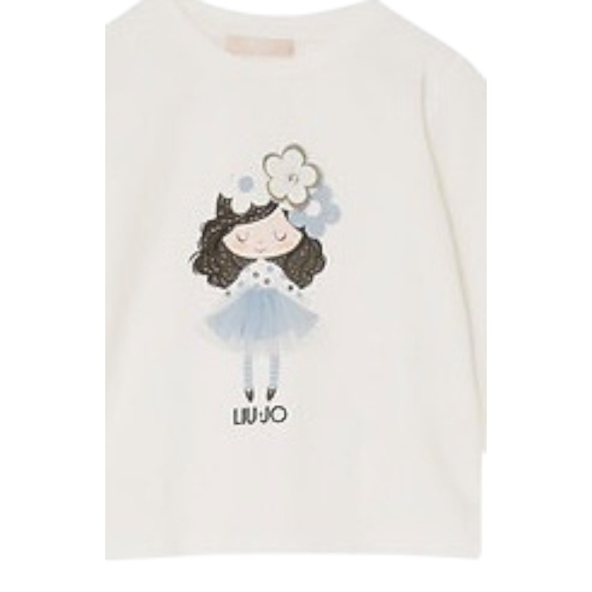 Liu Jo Shirt Girocollo tinta unita con Brillantini Bianco per Bambina KF5076XXJ BIANCO LIU JO 