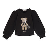 Liu Jo Felpa Chiusa Girocollo tinta unita con Paillettes Nero per Bambina KF5111J NERO LIU JO 