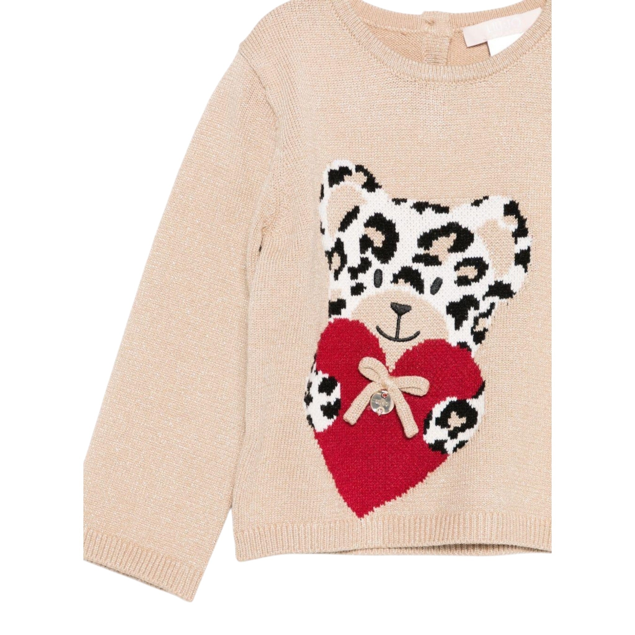 Liu Jo Maglia Girocollo tinta unita con Ricami Beige per Bambina KF5122JX BEIGE LIU JO 