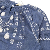Louise Misha Camicia tinta unita con Ricami Azzurro per Bambina GRIW25B0194 AZZURRO LOUISE MISHA 