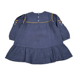 Louise Misha Abito tinta unita con Ricami Blu per Bambina GRIW25S0011 BLU LOUISE MISHA 