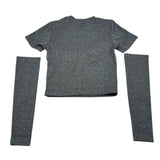 Lu Lu By Miss Grant T-Shirt tinta unita con Manicotti Grigio per Bambina LL3842 GRIGIO LU LU BY MISS GRANT 