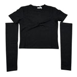Lu Lu By Miss Grant T-Shirt tinta unita con Manicotti Nero per Bambina LL3842X NERO LU LU BY MISS GRANT 